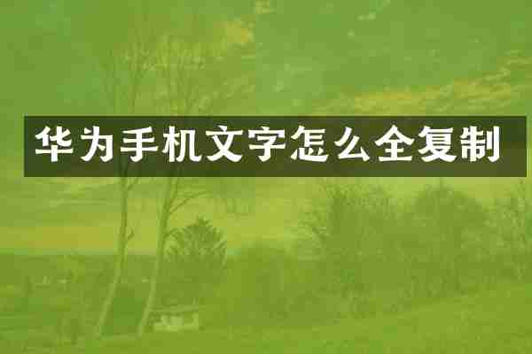 华为手机文字怎么全复制
