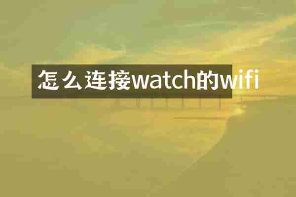 怎么连接watch的wifi