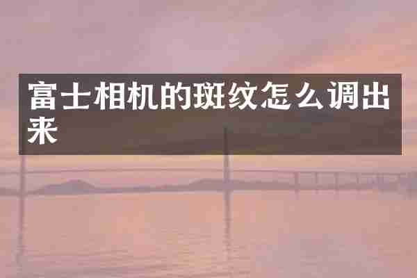 富士相机的斑纹怎么调出来