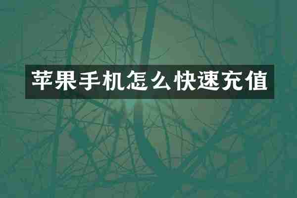 苹果手机怎么快速充值
