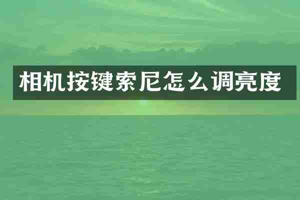 相机按键索尼怎么调亮度