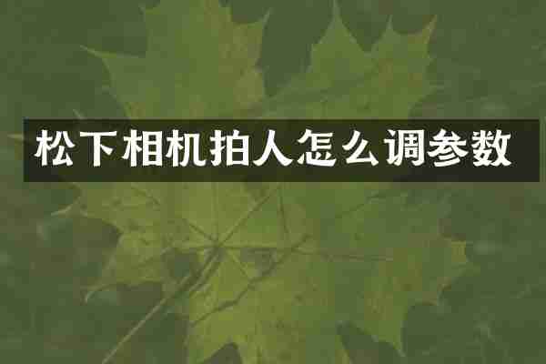 松下相机拍人怎么调参数