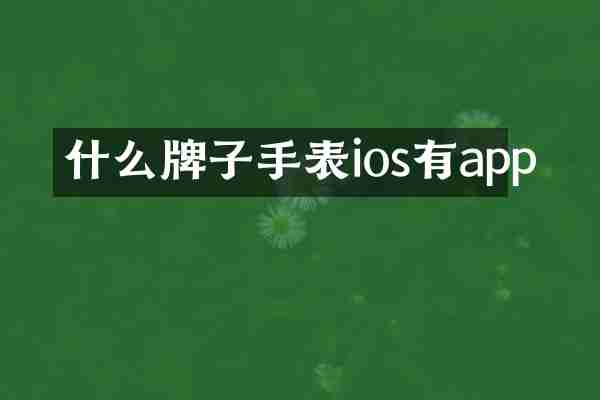 什么牌子手表ios有app