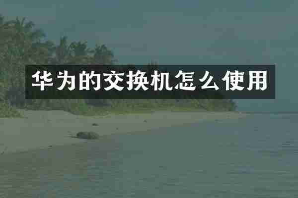 华为的交换机怎么使用