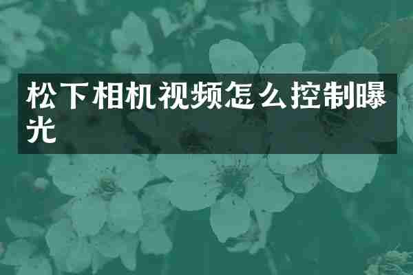 松下相机视频怎么控制曝光