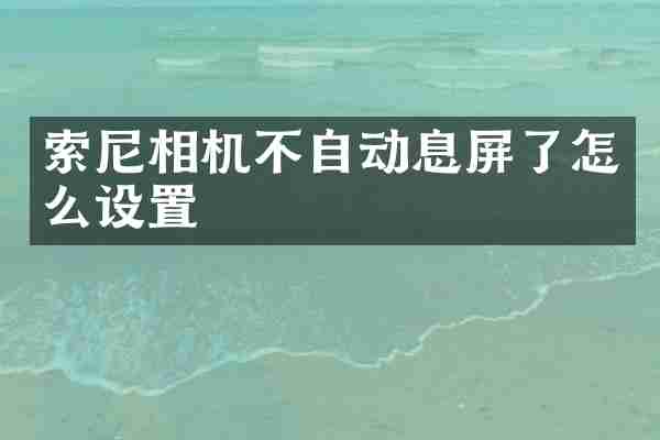 索尼相机不自动息屏了怎么设置