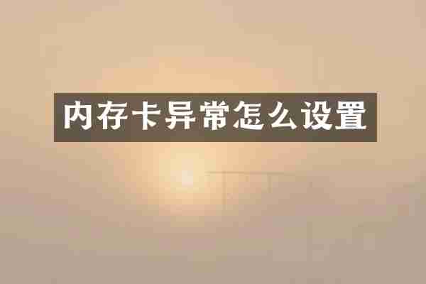 内存卡异常怎么设置