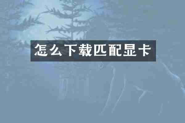 怎么下载匹配显卡