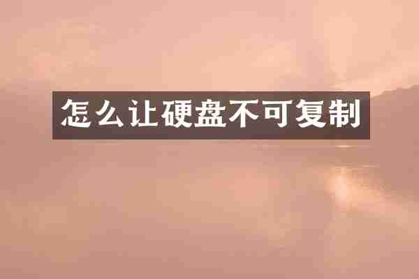 怎么让硬盘不可复制