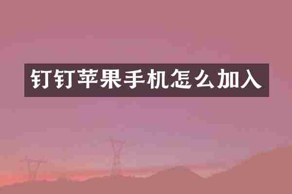 钉钉苹果手机怎么加入