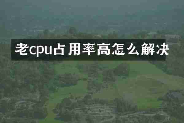 老cpu占用率高怎么解决