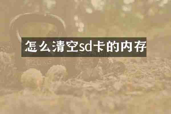 怎么清空sd卡的内存