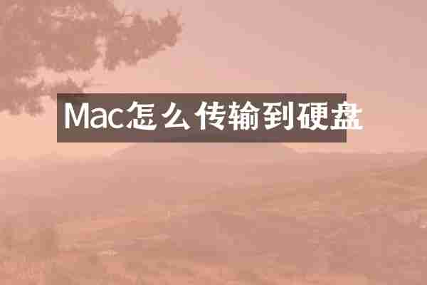 Mac怎么传输到硬盘