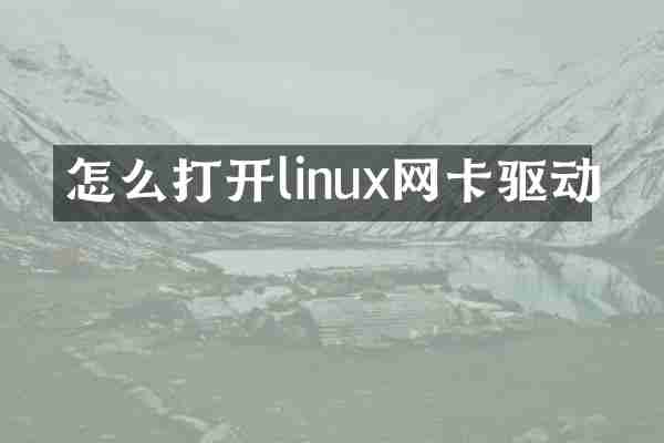怎么打开linux网卡驱动