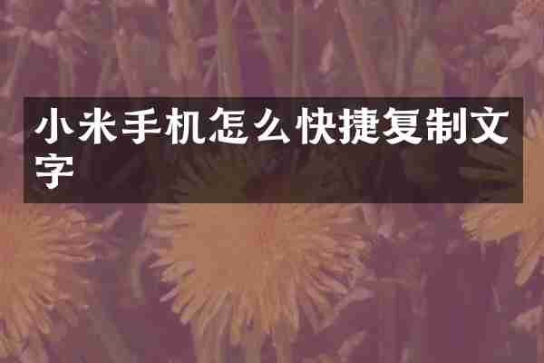 小米手机怎么快捷复制文字
