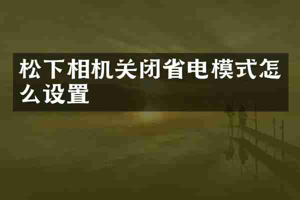 松下相机关闭省电模式怎么设置