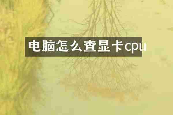 电脑怎么查显卡cpu