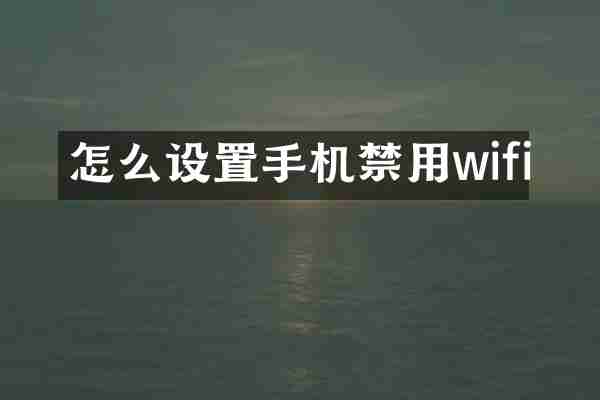 怎么设置手机禁用wifi