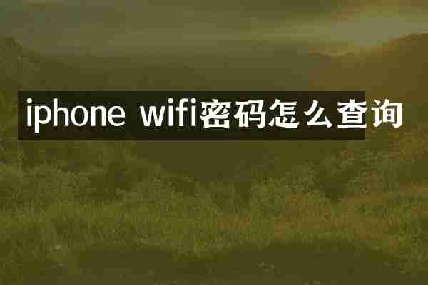iphone wifi密码怎么查询