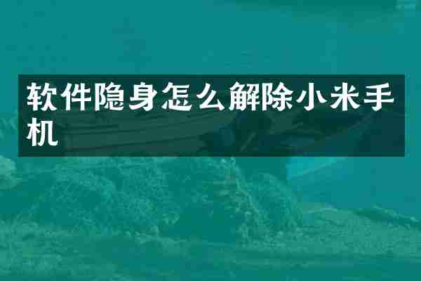软件隐身怎么解除小米手机