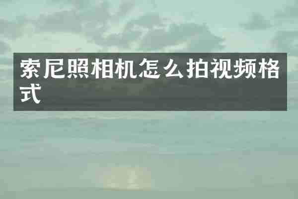 索尼照相机怎么拍视频格式