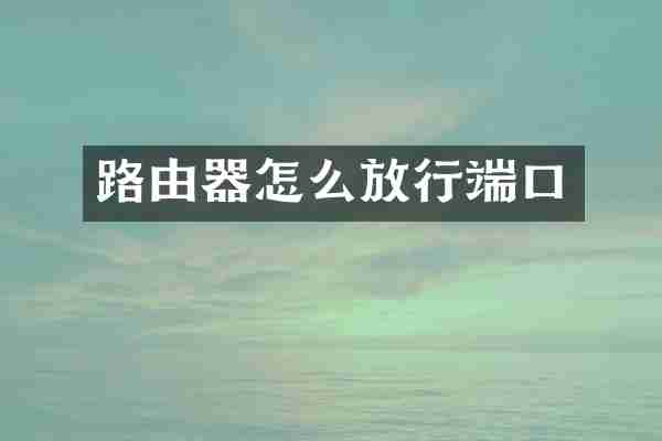 路由器怎么放行端口