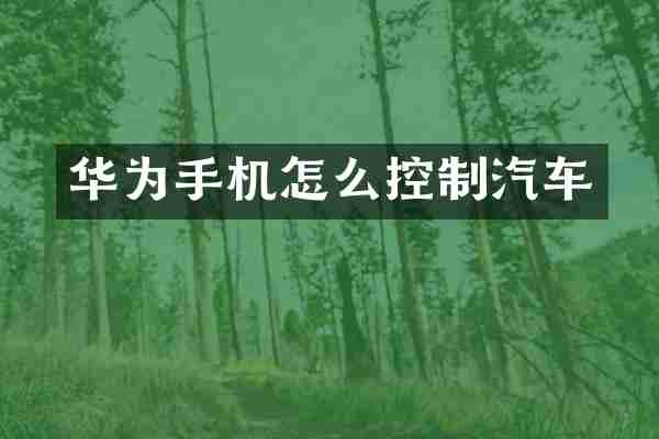 华为手机怎么控制汽车