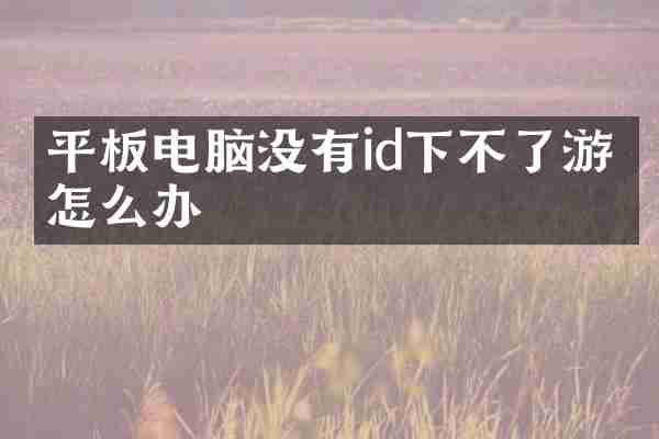 平板电脑没有id下不了游戏怎么办