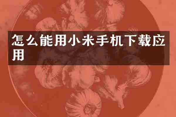 怎么能用小米手机下载应用