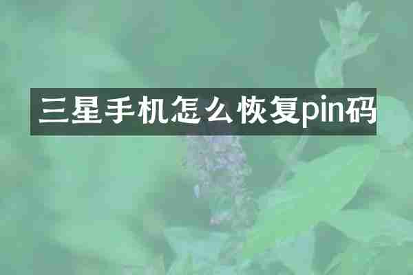 三星手机怎么恢复pin码