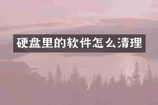 硬盘里的软件怎么清理