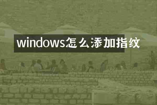 windows怎么添加指纹