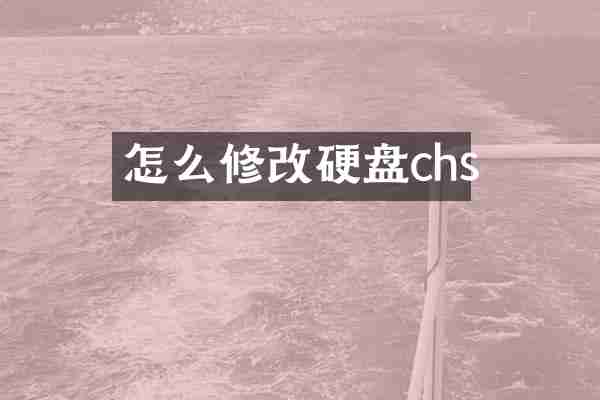 怎么修改硬盘chs