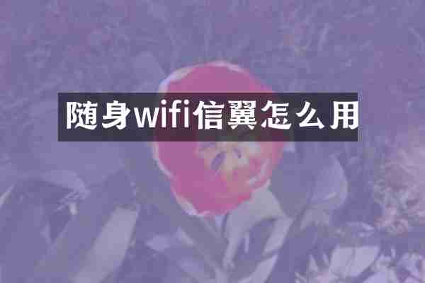 随身wifi信翼怎么用