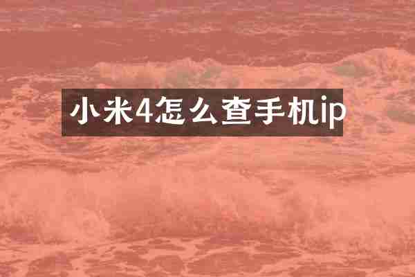 小米4怎么查手机ip