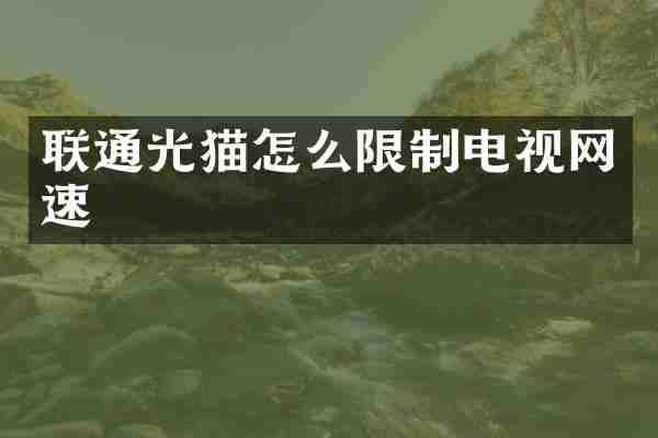 联通光猫怎么限制电视网速
