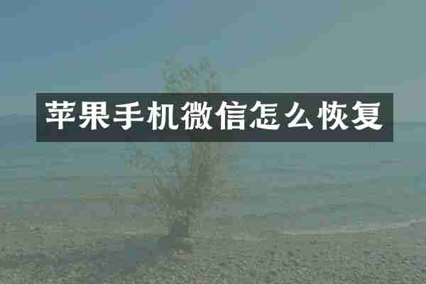 苹果手机微信怎么恢复