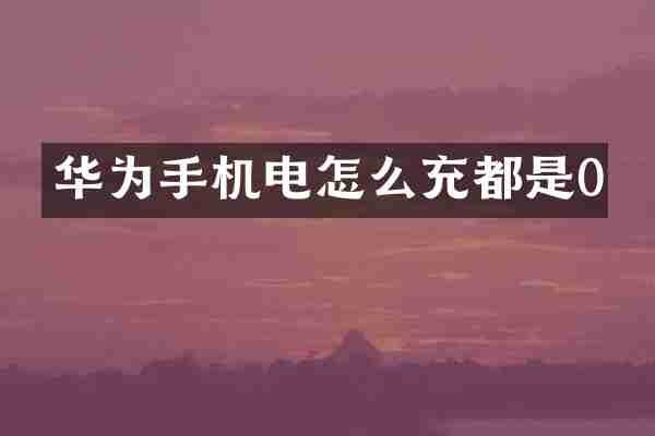 华为手机电怎么充都是0