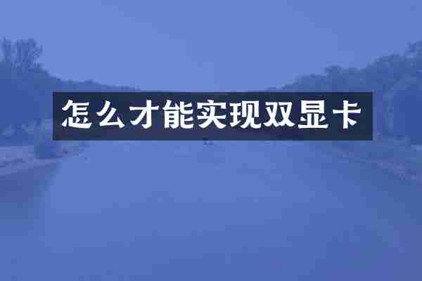 怎么才能实现双显卡