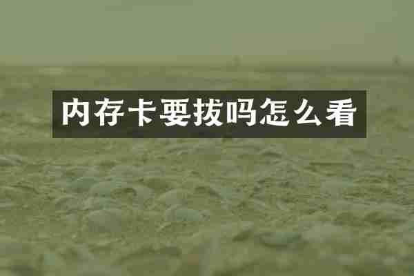 内存卡要拔吗怎么看