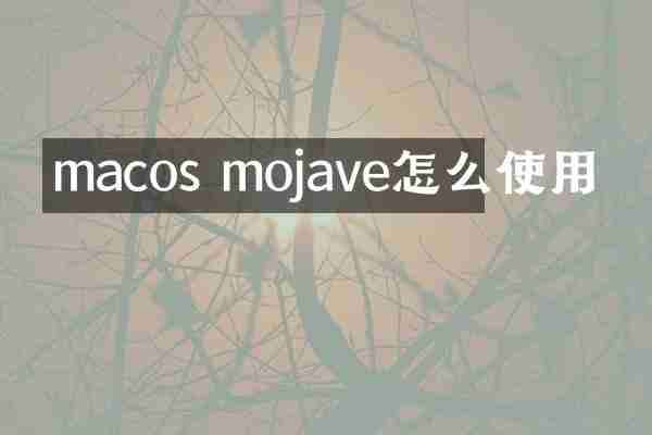 macos mojave怎么使用