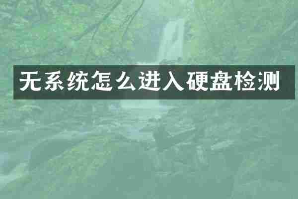 无系统怎么进入硬盘检测