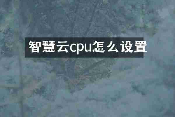 智慧云cpu怎么设置