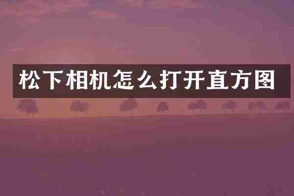 松下相机怎么打开直方图