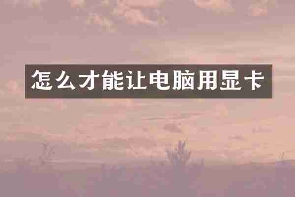 怎么才能让电脑用显卡