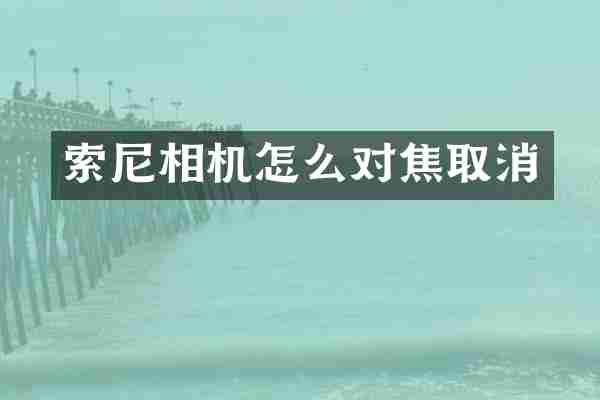 索尼相机怎么对焦取消