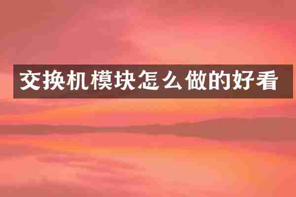 交换机模块怎么做的好看