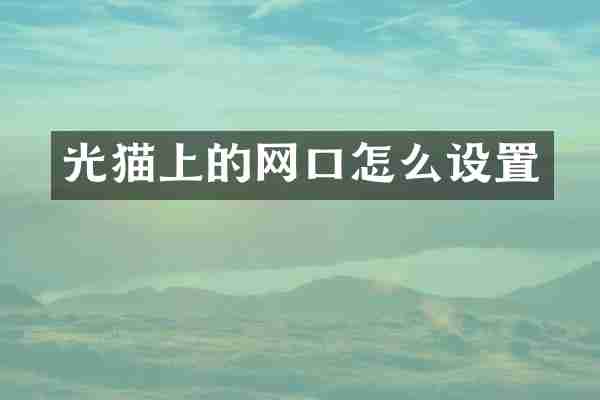 光猫上的网口怎么设置