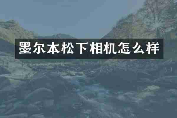 墨尔本松下相机怎么样