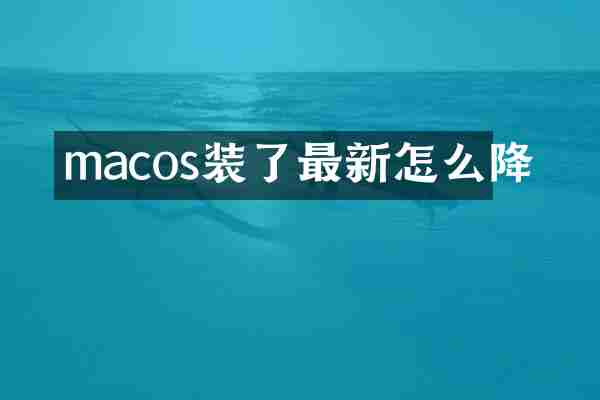 macos装了最新怎么降
